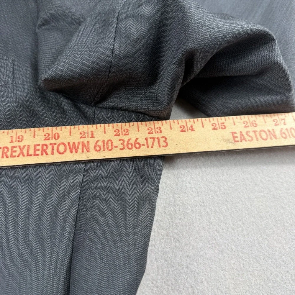 Hart Schaffner Marx 42L Gray Herringbone Wool Blazer Sport Coat 2 Button Woolmar - Picture 11 of 14